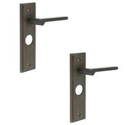 Loops 2 Pack Elegant Dark Bronze Door Handle For Bathrooms - Solid Brass Interior Handle