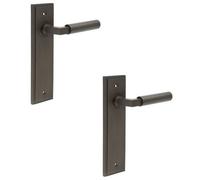 Loops 2 Pack Elegant Dark Bronze Door Handle Latch With Backplate For Modern Homes - Solid Brass Interior Lever