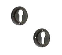 Loops 2 Pack Elegant Euro Profile Escutcheons In Dark Bronze Finish - Solid Brass Key Hole Cover