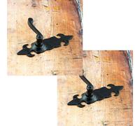 Loops 2 Pack Elegant Fleur De Lys Black Door Handle With Latchplate For Classic Decor - Interior Lever On Backplate