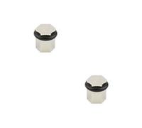 Loops 2 Pack Elegant Hexagonal Floor Mounted Doorstops In Polished Nickel Finish - Solid Brass & Rubber Stopper