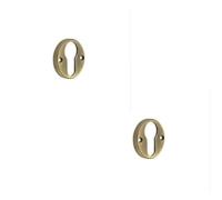 Loops 2 Pack Elegant Knurled Euro Profile Escutcheon In Antique Brass For Stylish Doors - Solid Brass Key Hole Cover