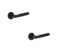 Loops 2 Pack Elegant Matt Black Lever Door Handle On Rose For Modern Interiors - Interior Handle