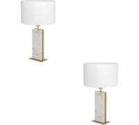 Loops 2 Pack Elegant Modern Brushed Brass And White Table Lamp For Stylish Indoor Decor