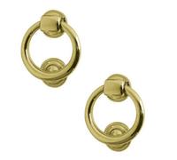 Loops 2 Pack Elegant Polished Brass 100mm Ring Door Knockers For Classic Home Entryways - External Outdoor Knocker