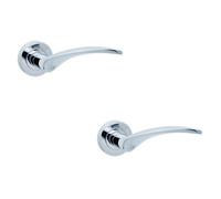 Loops 2 Pack Elegant Polished Chrome Door Handle On Rose For Modern And Traditional Interiors - Interior Handle