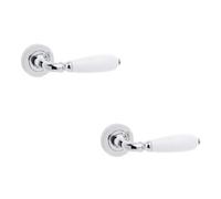Loops 2 Pack Elegant Polished Chrome Handle With White Porcelain Finish - Interior Handle