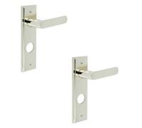 Loops 2 Pack Elegant Polished Nickel Door Handle With Backplate For Bathrooms And More - Solid Brass Interior Handle