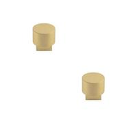 Loops 2 Pack Elegant Round Satin Brass Cupboard Knob For Modern Interiors - Kitchen Cabinet Knob