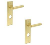 Loops 2 Pack Elegant Satin Brass Bathroom Door Handle With Versatile Backplate Options - Solid Brass Interior Lever