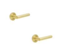 Loops 2 Pack Elegant Satin Brass Door Handle With Customizable Roses - Solid Brass Interior Handle