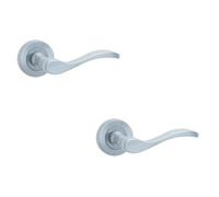 Loops 2 Pack Elegant Satin Chrome Door Handle On Rose For Timeless Interiors - Interior Handle