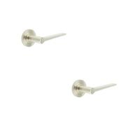 Loops 2 Pack Elegant Satin Nickel Door Handle On Reeded Rose For Timeless Interiors - Solid Brass Interior Handle