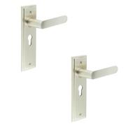 Loops 2 Pack Elegant Satin Nickel Door Handle With Euro Backplate For Luxurious Interiors - Solid Brass Interior Handle