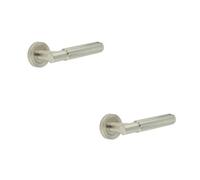 Loops 2 Pack Elegant Satin Nickel Lever On Rose Handle For Doors - Interior Handle