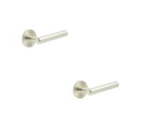 Loops 2 Pack Elegant Satin Nickel Reeded Rose Door Handle For Luxe Interiors - Solid Brass Interior Handle