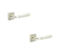 Loops 2 Pack Elegant Satin Nickel Square Door Handle For Modern Interiors - Solid Brass Interior Handle