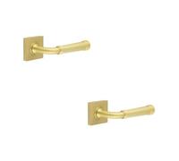 Loops 2 Pack Elegant Square Satin Brass Door Handle With Contemporary Design - Solid Brass Interior Handle