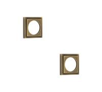 Loops 2 Pack Elegant Stepped Square Outer Rose In Antique Brass For Luxury Escutcheons - Solid Brass Key Hole Cover