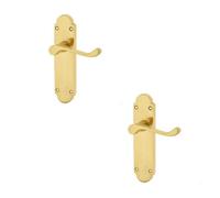 Loops 2 Pack Elegant Suite Door Handle On Latchplate In Polished Brass Finish - Interior Lever On Backplate