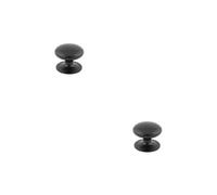 Loops 2 Pack Elegant Traditional Black Cupboard Knob - 50mm Diameter - Kitchen Cabinet Knob