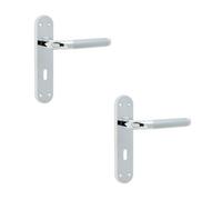Loops 2 Pack Elegant Twin Suite Door Handle Set In Polished And Satin Chrome Finish - Interior Lever On Backplate