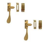 Loops 2 Pack Elegant Victorian Casement Fasteners In Polished Brass - 105mm - Window Handle