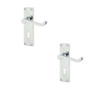 Loops 2 Pack Elegant Victorian Scroll Door Handle With Lockplate In Polished Chrome Finish - Interior Lever On Backplate