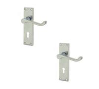 Loops 2 Pack Elegant Victorian Scroll Door Handle With Lockplate In Satin Chrome Finish - Interior Lever On Backplate