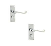Loops 2 Pack Elegant Victorian Scroll Door Handle With Polished Chrome Privacy Plate - Interior Lever On Backplate