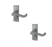 Loops 2 Pack Elegant Victorian Scroll Door Handle With Privacy Plate In Satin Chrome Finish - Interior Lever On Backplate