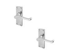 Loops 2 Pack Elegant Victorian Scroll Door Handle With Short Latch In Polished Chrome Finish - Interior Lever On Backplate