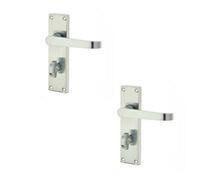 Loops 2 Pack Elegant Victorian Straight Door Handle With Satin Chrome Finish For Bathrooms - Interior Lever On Backplate