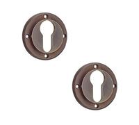 Loops 2 Pack Euro Profile Escutcheons In Antique Brass For Enhanced Security - Solid Brass Key Hole Cover