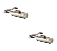 Loops 2 Pack Fixed Power Overhead Door Closer Set 180 Degree 60Kg Doors Satin Nickel