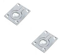 Loops 2 Pack - Flush Ring Recessed Pull Handle 50 X 38mm 8mm Depth Polished Chrome Sliding Door