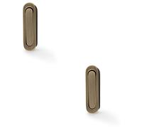 Loops 2 PACK - Flush Sliding Pocket Door Pull Handle - Antique Brass 70mm x 19mm Radius Edge