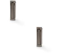 Loops 2 PACK - Flush Sliding Pocket Door Pull Handle - Dark Bronze 70mm x 19mm Finger Edge