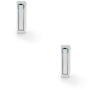 Loops 2 PACK - Flush Sliding Pocket Door Pull Handle - Satin Chrome 70mm x 19mm Finger Edge