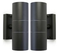 Loops 2 PACK GU10 Anthracite Up & Down Wall Lights Outdoor Twin Dimming Lamp Fitting Loops Multicolor