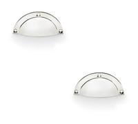 Loops 2 Pack - Half Moon Cup Handle Polished Nickel 86mm Centres Solid Brass Shaker Drawer Pull