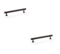 Loops 2 Pack - Hammered T Bar Pull Handle - Dark Bronze - 160mm Centres Solid Brass Drawer