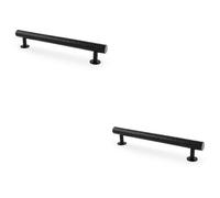 Loops 2 Pack - Hammered T Bar Pull Handle - Matt Black - 160mm Centres Solid Brass Drawer