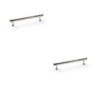 Loops 2 Pack - Hammered T Bar Pull Handle - Polished Nickel - 160mm Centres Solid Brass Drawer