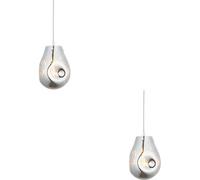 Loops 2 Pack Hanging Ceiling Pendant Light - Chrome Metallic Glass & Chrome Plate - 10W Led E27