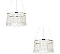 Loops 2 Pack Hanging Ceiling Pendant Light - Chrome Plate & Clear Crystal Glass - 19.67W Led (Smd 2835) Warm White