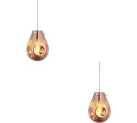 Loops 2 Pack Hanging Ceiling Pendant Light - Copper Metallic Glass & Chrome Plate - 10W Led E27
