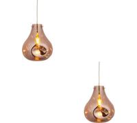 Loops 2 Pack Hanging Ceiling Pendant Light - Large Copper Metallic Glass & Chrome Plate - 10W Led E27