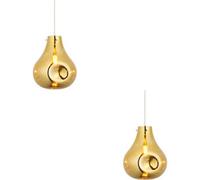 Loops 2 Pack Hanging Ceiling Pendant Light - Large Gold Metallic Glass & Chrome Plate - 10W Led E27