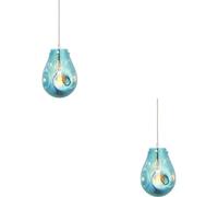 Loops 2 Pack Hanging Ceiling Pendant Light - Petrol Blue Metallic Glass & Chrome Plate - 10W Led E27